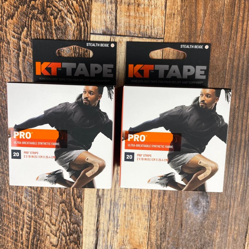 2PK-KT Tape, Pro Synthetic Kinesiology Athletic Tape, 20 Count, 10” Precut Strip